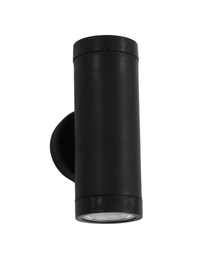 Heronia Aplika Toixou/Spot Exoterikou Xorou Plastiko C-02 UP-DOWN Mavro 2GU10 LED 9X16cm 15-0036